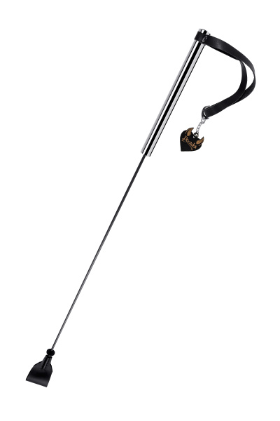 Стек с металлической рукоятью Pecado BDSM, натуральная кожа, черный