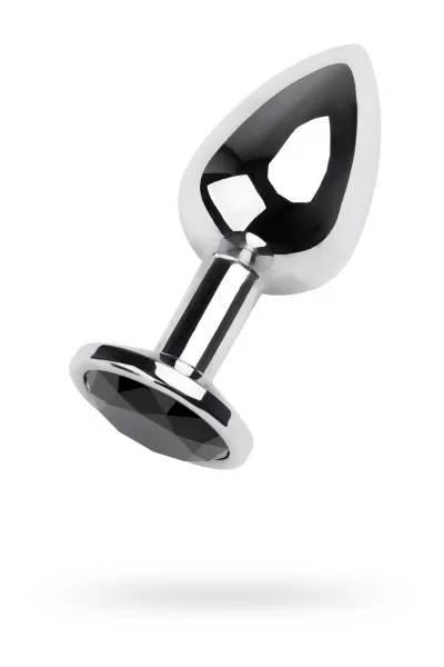 Анальная втулка с кристаллом TOYFA Metall, серебристо-черная, 9,5 см , Ø 4 СМ, 150 Г