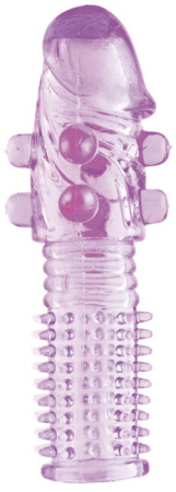 Насадка гелевая с шариками Toyfa, Фиолетовая, 14 см, Ø 4